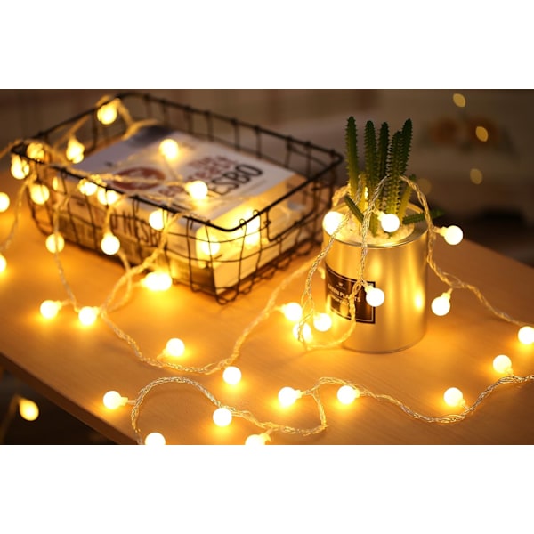 Silikon-feelygter til ferieboliger Dekoration Hvid kugle. Varmt lys. White ball. Warm color. 3 m20lights 2 battery packs