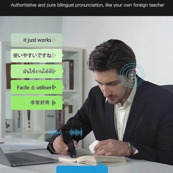 Scan Reader Pen, Smart Scan Oversættelsespen Tekstlæsningspen 116 Stemmesprogsoversætterenhed Black