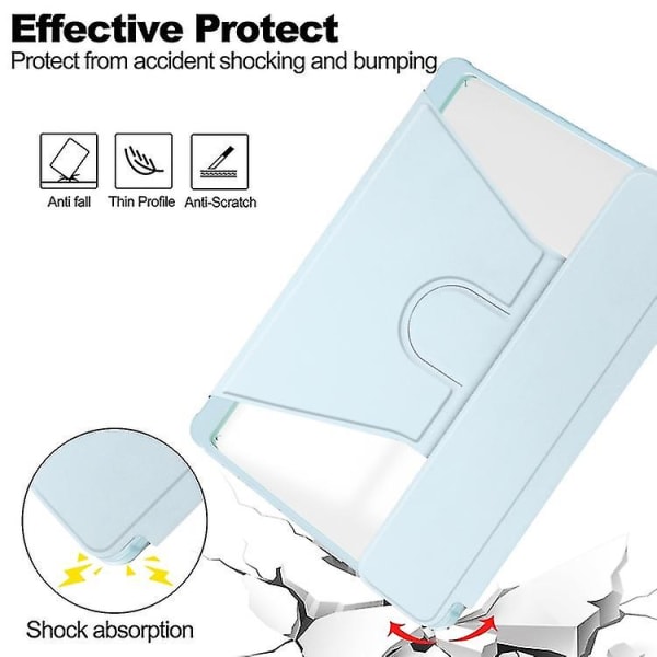 Kompatibel med Samsung Galaxy Tab A9+ 360 Graders Rotationsbart Transparent Smart Läderfodral med Tangentbord Sky Blue