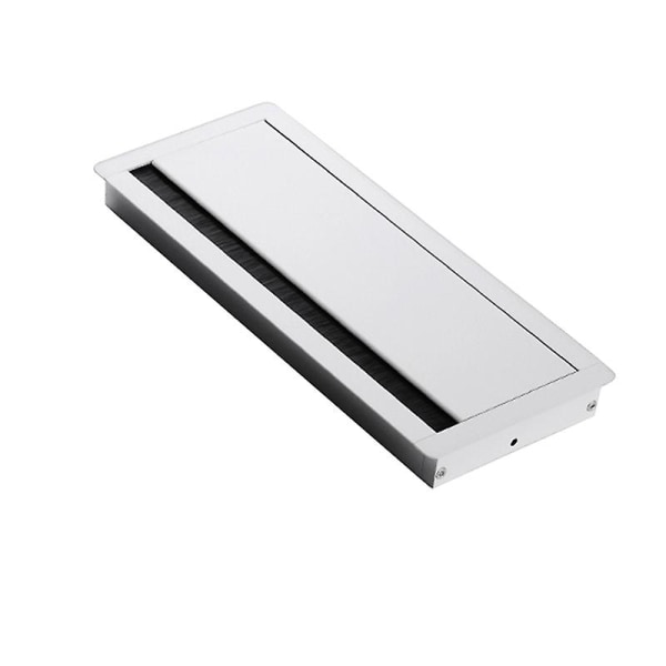 Kabelryddig uttak med børsteport Overflate rektangel skrivebordsgjennomføring Aluminiumslegering White