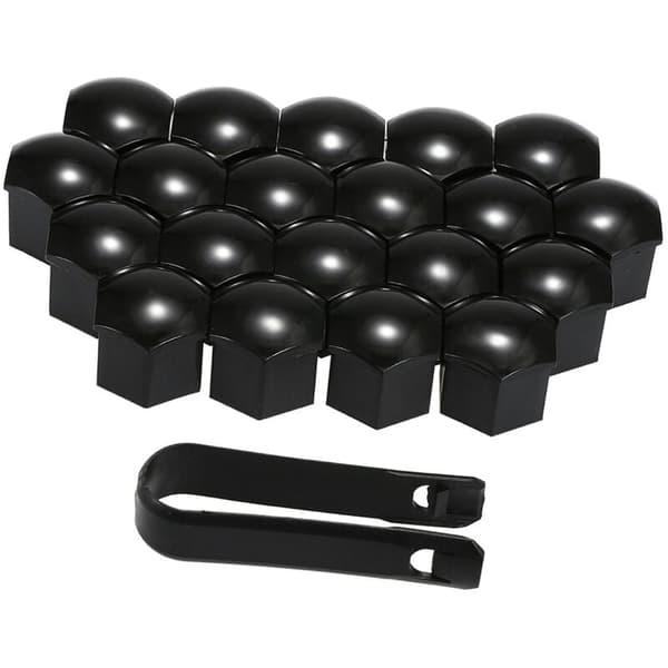Universal hjulmøtrik-dæksler - 20 stk., sort, 21mm