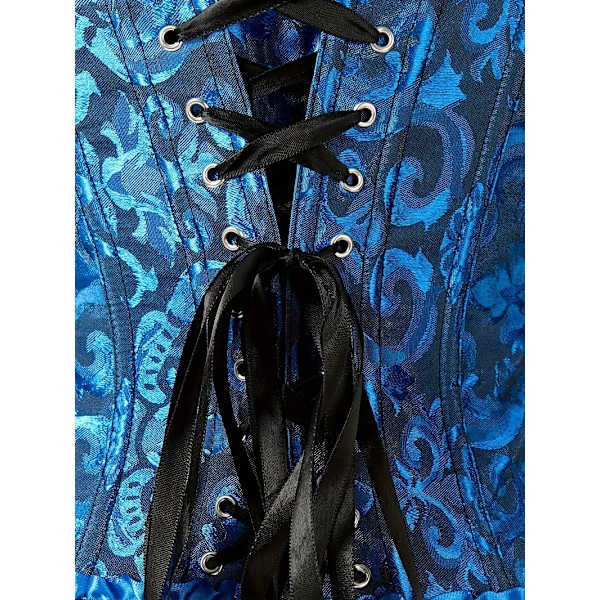 Kvinners Blonderingkorsett Elegant Bryst Midje Shapewear Court Style Shaper med Stropper Detalj Dark Blue XL