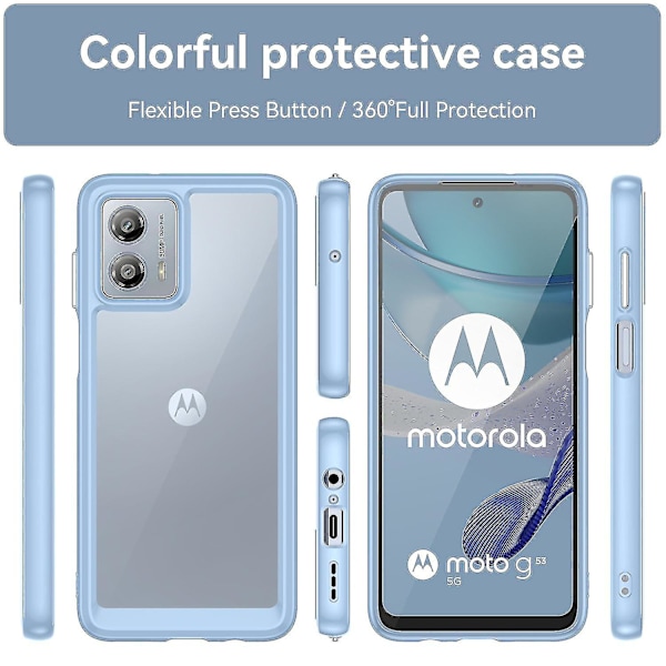Motorola Moto G53 5G -puhelimen suojakotelo, naarmuuntumaton TPU + akryyli Blue