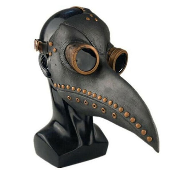 Maske Halloween kostyme fugl lang nese nebb Pu lær Steampunk Gray