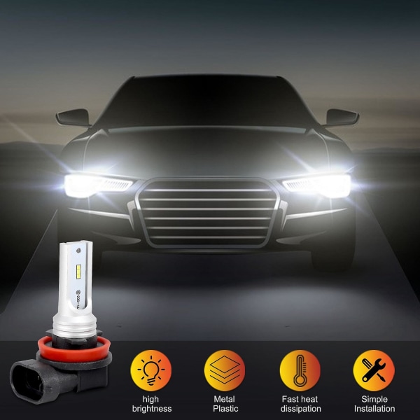 H8 H11 H16 Led Fog Light Bulb, H16 Led Fog Lamp High Power Csp-y11, Cool White 6500k (pack Of 2)