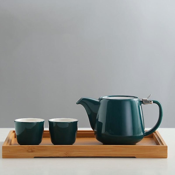 Teesetit 580 ml Posliininen teekannu Värikäs käsintehty teekannu ruostumattomasta teräksestä valmistettu kansi, erittäin hieno haudute irtolehtisen teen hauduttamiseksi Green