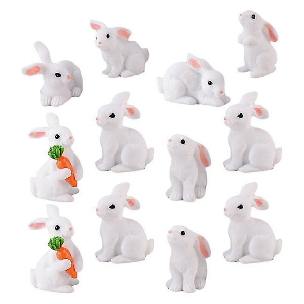 3,6X2,2CM Julepynt i Assorterte Farger 12stk Mikro Kanin Dekor Resin Kanin Påskepynt Adora
