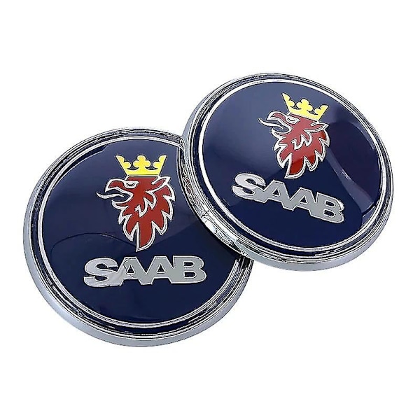 68mm 2 3 Stift Saab Bil Framhuv Motorhuv Emblem Baklucka Stötfångare Märke För Saab 9 3 9 5 9-3 9-5 Saab Emblem Dekal Tillbehör Yalo Rear Black