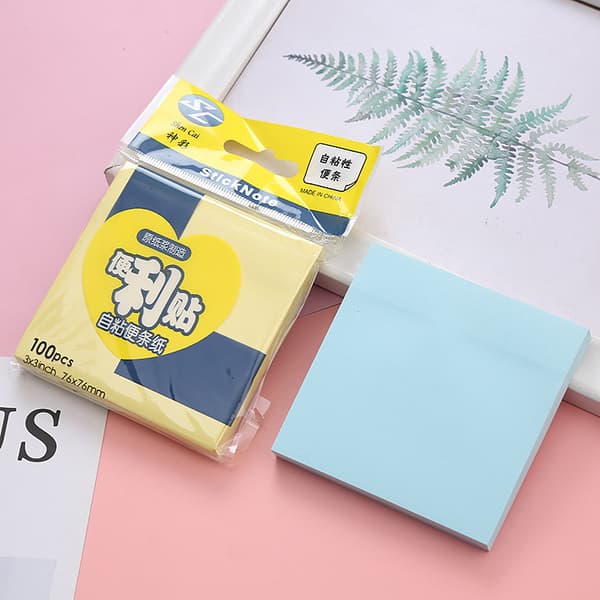 100 stk. Sticky Notes - Selvklæbende notesblokke farverige (gul)