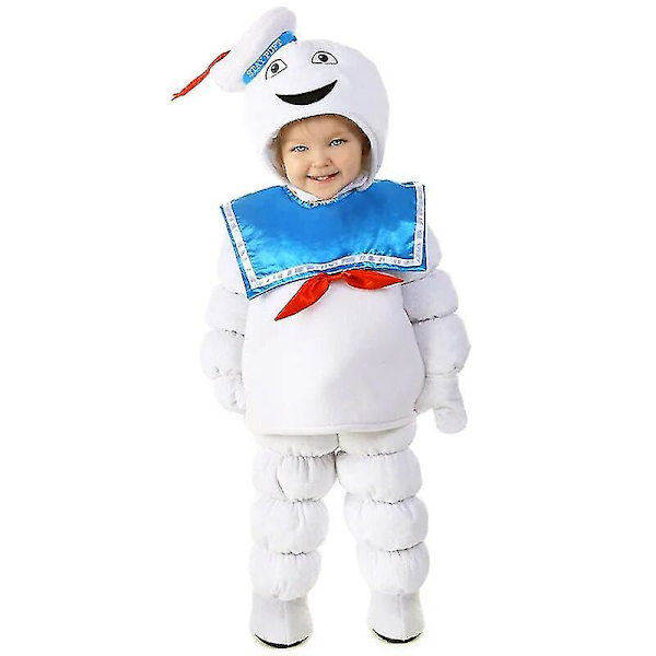 Ghostbusters Marshmallow Puft Barnkläder Cosplay Halloweenfest För Söta Vita 3-Delar Set Lilla Monsterkläder 80-90cm