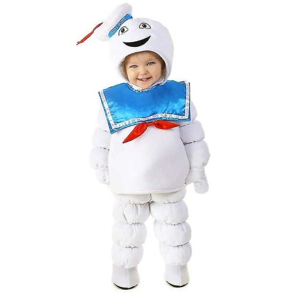 Ghostbusters Marshmallow Puft Barnkläder Cosplay Halloweenfest För Söta Vita 3-Delar Set Lilla Monsterkläder 90-100cm