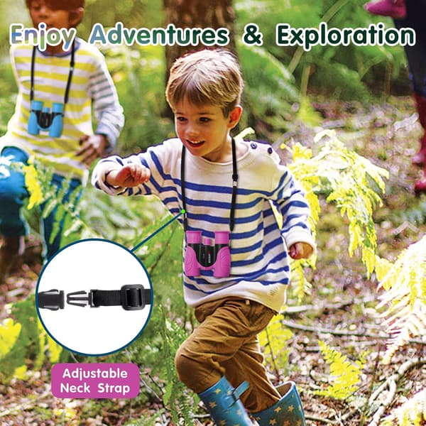 8x21 Kids Binoculars - Shockproof Compact for Bird Watching & Exploration | High Resolution (Pink)
