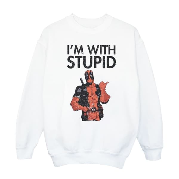 Marvel Dame/Kvinner Deadpool I´m With Stupid Sweatshirt L Hvit White L