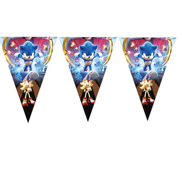 Sonic-tema bursdagsfestutstyr tegneseriefestdekor inkluderer tallerkener, servietter, vimpler duk for barn Sonic festutstyr