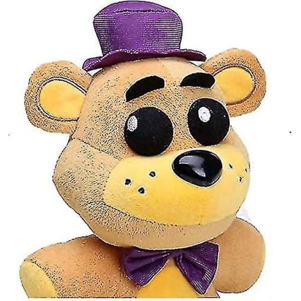 10 tums söt nattplysch - lila hatt Golden Freddy plyschleksaker - bedårande vissna björnstoppade Fredbear Boys