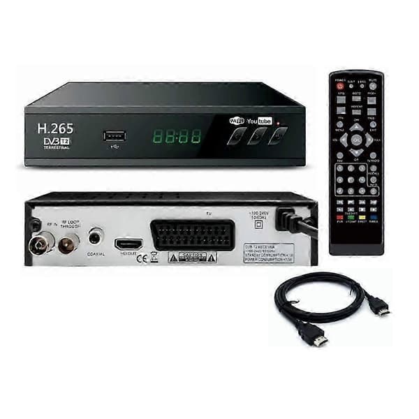 DVB T2 HEVC 265 Digital TV-mottaker DVB-T2 265 1080P HD-dekoder USB Terrestrisk TV-mottaker EPG Set-top-boks, EU-plugg Black