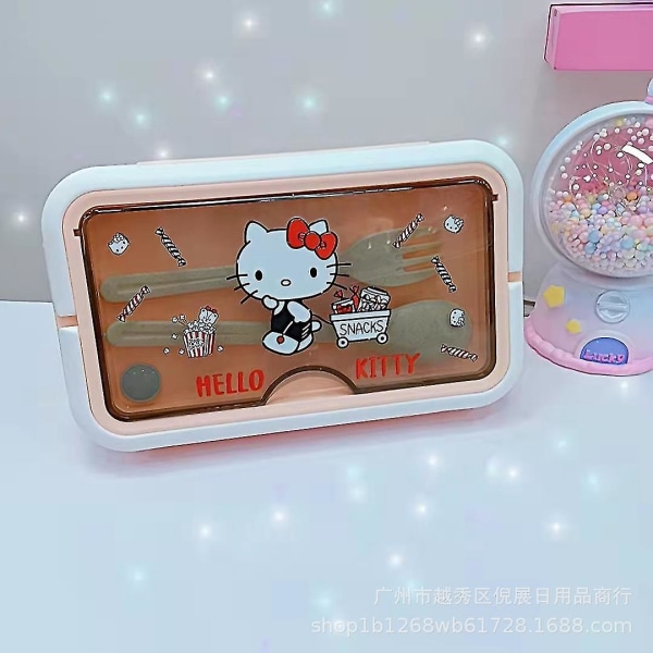 Born Pretty Sanrios Kuromi Cinnamoroll Mymelody Kawaii Anime Cartoon Mikrovågsugn Lunchbox med Sked Spispinnar 2/3 Ruts Lunchbehållare B*1100ml