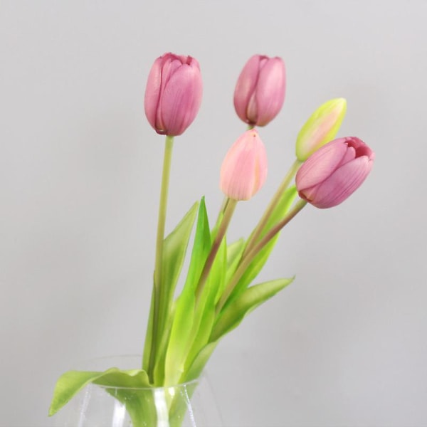 Luksus Silikone Real Touch Tulipaner Buket Dekorativ Kunstig Blomst Hjem Dec Orange