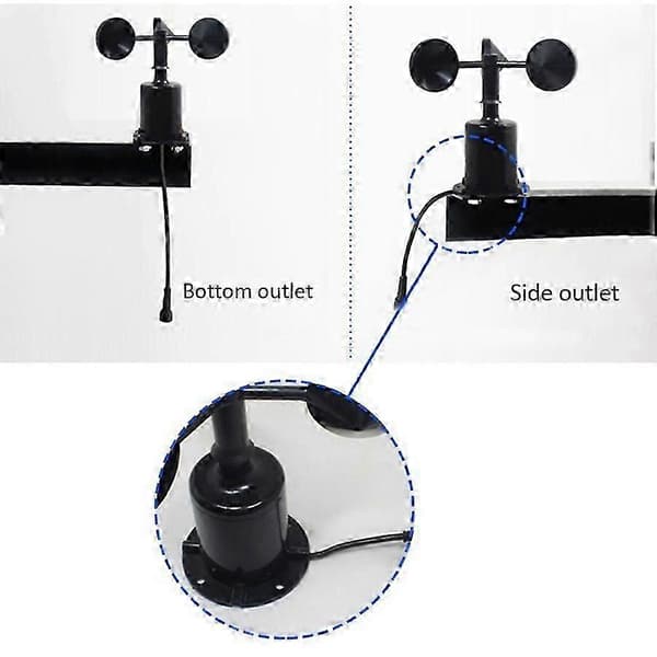 0-70M/S Vindhastighetssensor Miljösignalutgång Pulstyp Tre Koppar Vindhastighetssensor Anemometer DC5-30V black