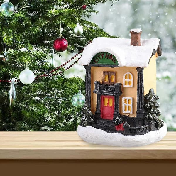 Julescene Sne Hus LED Landsby Sæt 4 stk