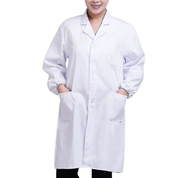 White Lab Coat Doctor Hospital Scientist School Fancy Dress -asu opiskelijoille Aikuiset-c L