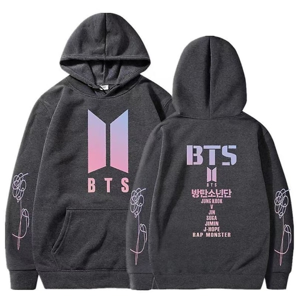 Bts Unisex Huvtröja med Huva Casual Hoodie Cosplay Jacka Topp dark grey M