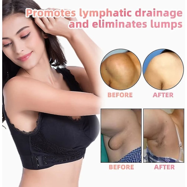 Tourmalin Formande Trådlös Silkeslen BH, Lymphvity Detoxifiering och Formning & Kraftfull Lyfthållande BH för Kvinnor Black M