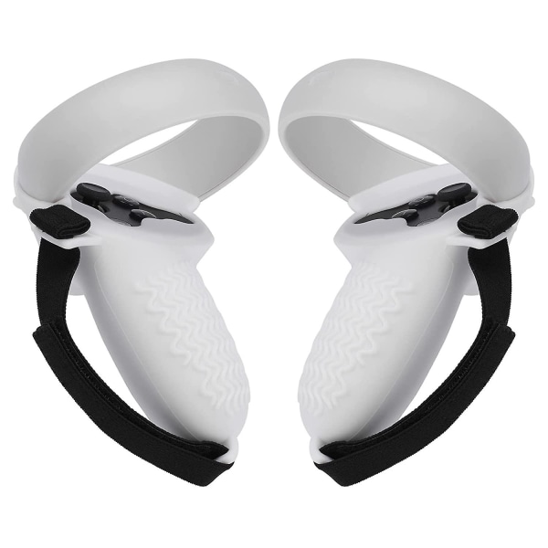 Oculus Quest 2 -ohjaimelle yhteensopiva silikonikotelo, liukastumattomat lisävarusteet, säädettävällä rannehihnall White