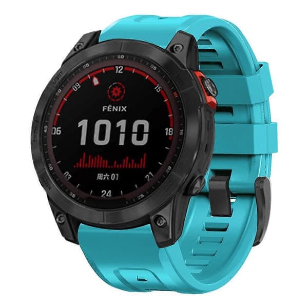 Blød justerbar silikone urrem til Garmin Fenix 7 med spænde Multicolor Sky Blue
