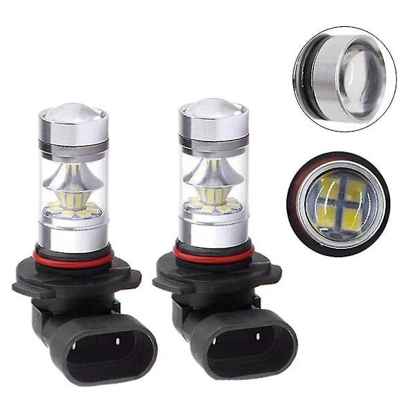 2 x 6000K Super White H10 9045 9145 9140 100W 1200lm LED Sumuvalon Polttimo Projektor Ajovalo DRL