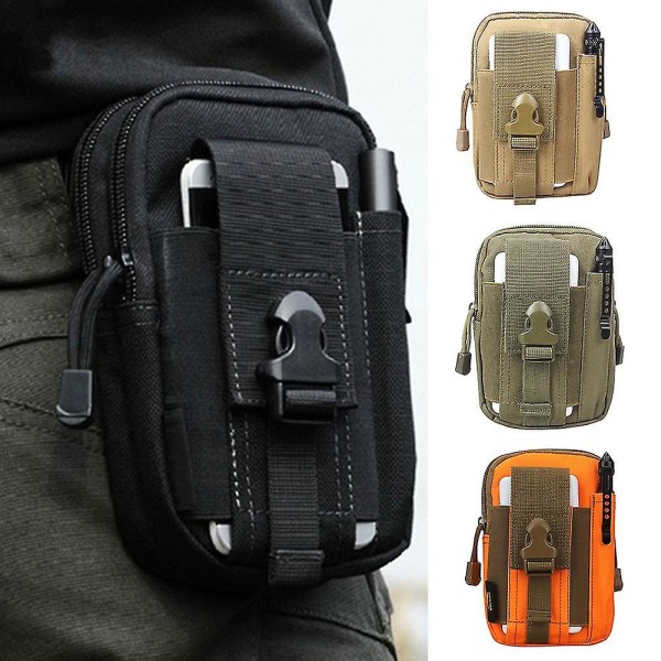 Naievear Miesten Ulkoilmakäyttöön Sopiva Taktinen Puhelinvyölaukku Fanny Pack -pussi Vetoketjullisilla Taskuilla Black