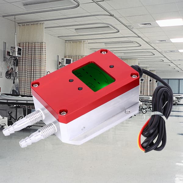 LCD Intelligent Digital Lufttrykkssender Sensor DC 24V 4-20mA Helseventilasjon 0-20kPa
