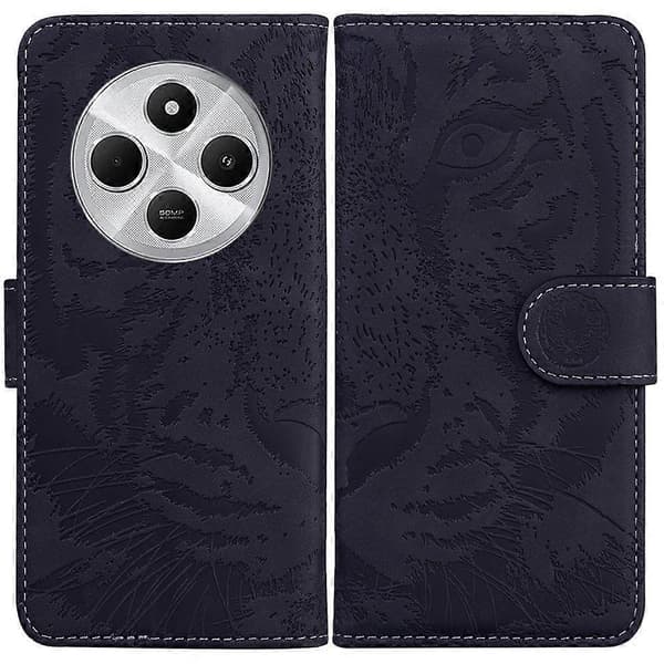 Tiger Prägling Läderfodral För Redmi 14C 4G Black