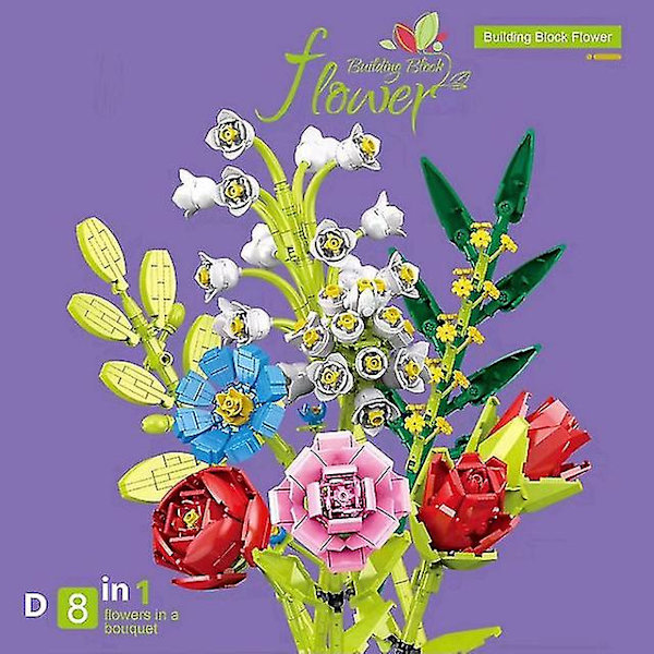 Orkideblomster Byggeklosser | Blokkkonstruksjon Blomster | Voksen Blomster - Klosser - Without box 087D