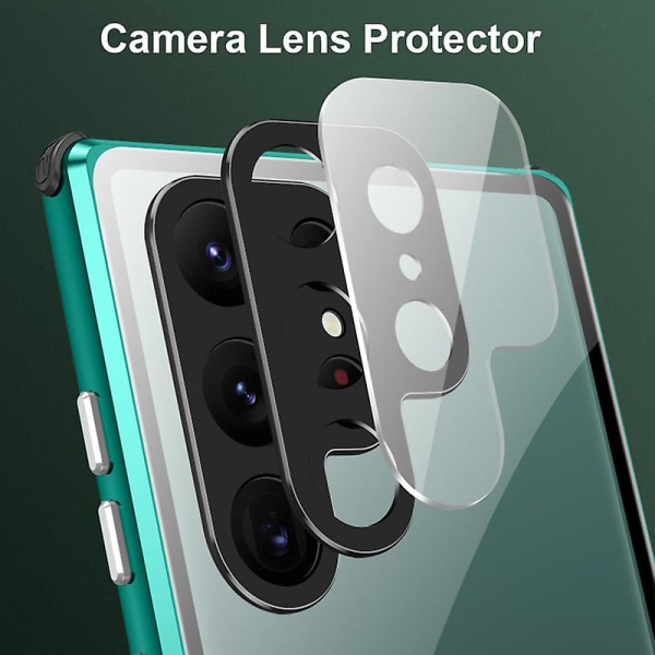 Anti Peeping Privacy case , joka on yhteensopiva Samsung Galaxy S22 Ultra/s22:n kanssa, kaksipuolinen karkaistu lasi, magneettinen cover Silver For Galaxy S22