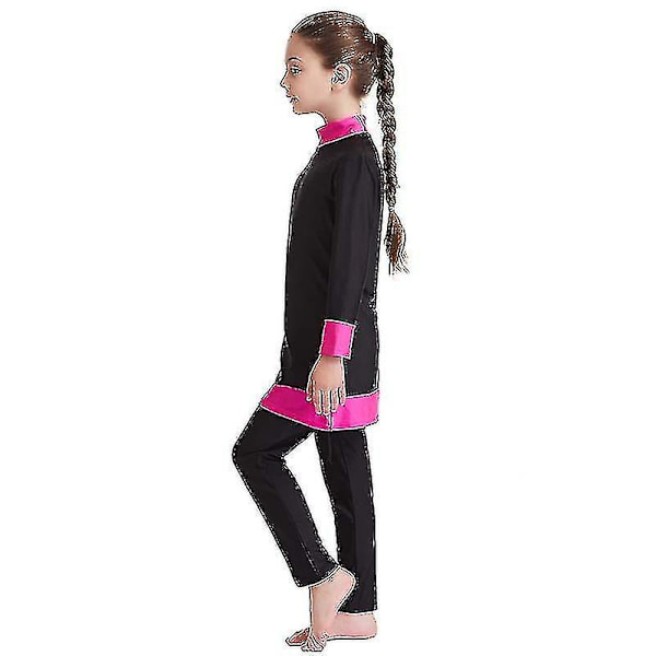 Islamilaisten lasten tyttöjen uimapuku - vaatimaton, koko vartalon peittävä muslimi-uimapuku, ranta-burkini Black 3-4 Years
