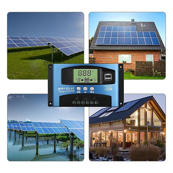 Solcellsregulatorer Mppt 100a 80a 60a 50a 40a 30a Dubbel Usb Lcd-Skärm 12v 24v 100A