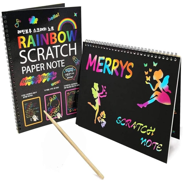 2 kpl:n pakkaus Rainbow Scratch taide- ja askartelulahjoja joululahjoja syntymäpäiville