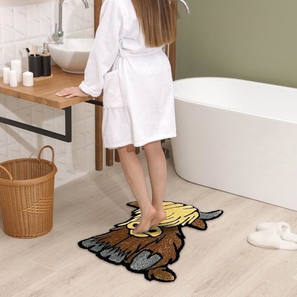 Highland Cow Dörrmatta Nötkreaturmatta Badmatta Halksäker Smutsig Badrumsmatta Resistent
