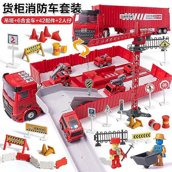 Alloy Engineering Bulldoser Kran Byggebil Tårn Designer For Gutter Lek Excavator Kjøretøy Biler Sett Leke For Barn 50pcs
