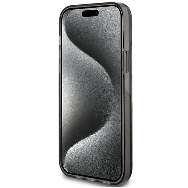 Guess Liquid Glitter Gold Stripes-cover til iPhone 15 Plus / 14 Plus - sort