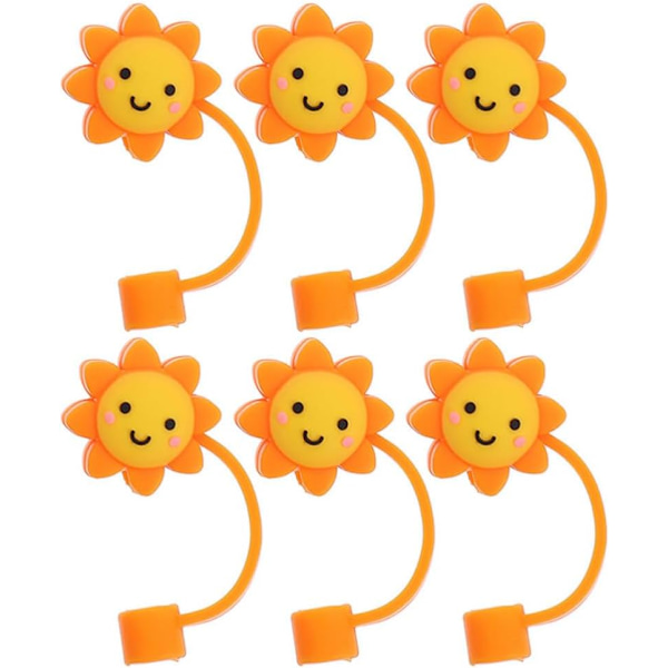 12 stk Silikon Straw Cap Beskytter Gjenbrukbar Solsikke Straw Plugg Toppers Tilbehør Straw Cap Straw Dispensere Straw Tip Cap 12 stk gul 12 pcs yellow 2.50X2.50X1.00CM