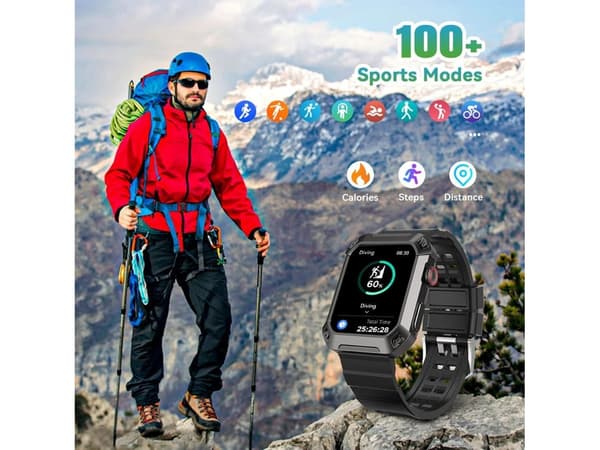 Smartklokker Vanntett Svømming 5Atm Sport Militær Robust 1,82 Tommer for Android Iphone