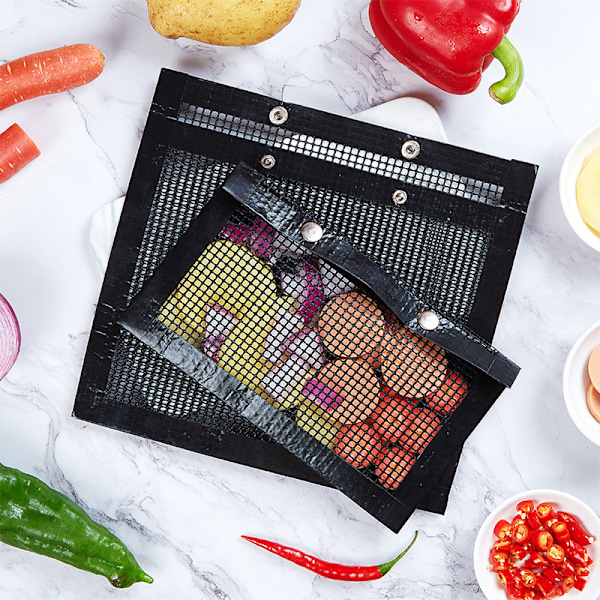 2 Pak Grillposer / Grillnetposer - Forskellige Størrelser Sort