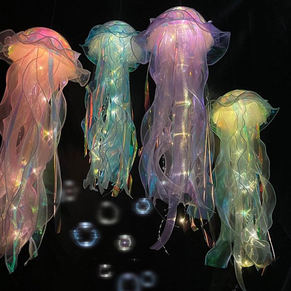 4pcs Jellyfish Shaped Lamp Creative Jellyfish Crown LED Fantasy Jellyfish Lamp Luminous Jellyfish Hanging Fashion Lamp Room Decor Theme Restaurant