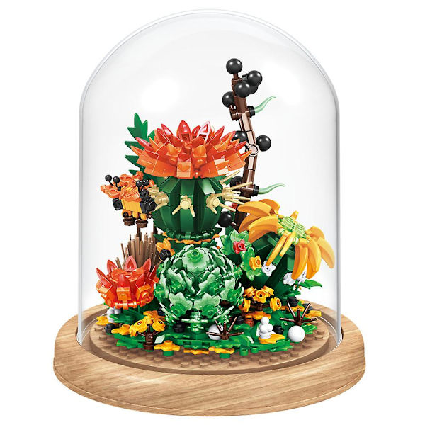 2022 Urban Creative Odödliga Blommor Sukkulenter Mni Byggklossar Byggklossar Diy Moc Montering Leksak Flickpresent