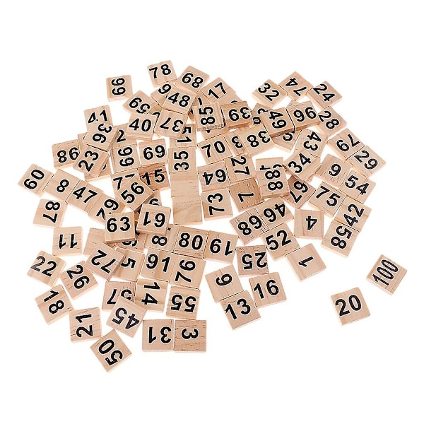 100 kappaletta lasten pelileluja Puinen Numerolaatat 1-100 Musta Numerokuutiot