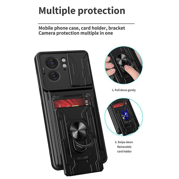 För Motorola Edge 40 5G-korthållare PC+TPU phone case Glidelinsskydd Cover