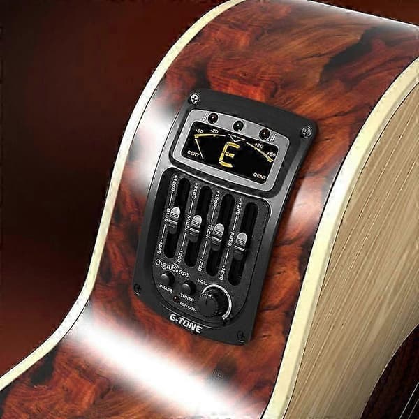 Cherub Gs-3 Akustisk Gitarr Pickup Förförstärkarsystem 4-bands Eq Equalizer Kromatisk Stämapparat Fas Effekt Pickup Kompatibel med Gitarrtillbehör