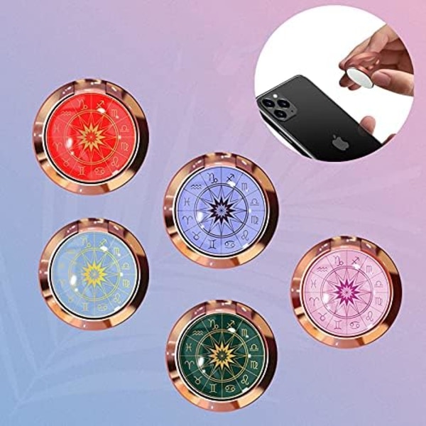 3-delad mobiltelefonringhållare (stjärnskiva, grön, rosa, blå), roterande mobiltelefonring, universell fingerhållare för mobiltelefon, metallstjärna di